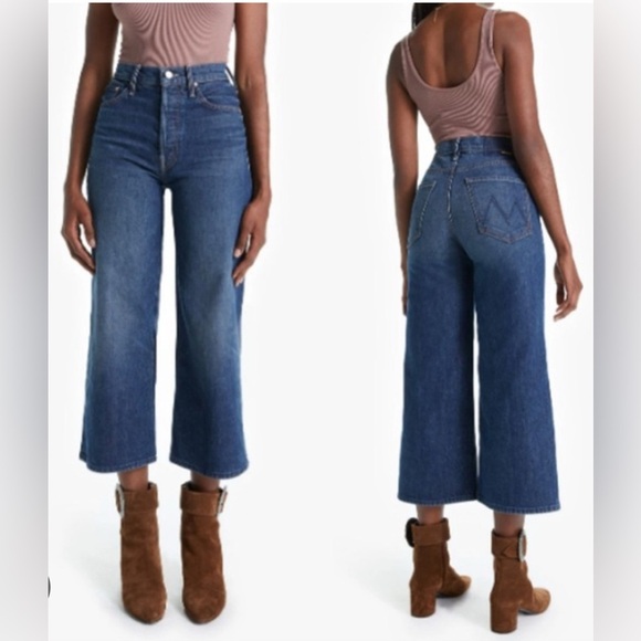 NWT Mother Superior Tomcat roller shorty cropped wide leg jeans size 29 - Picture 4 of 11